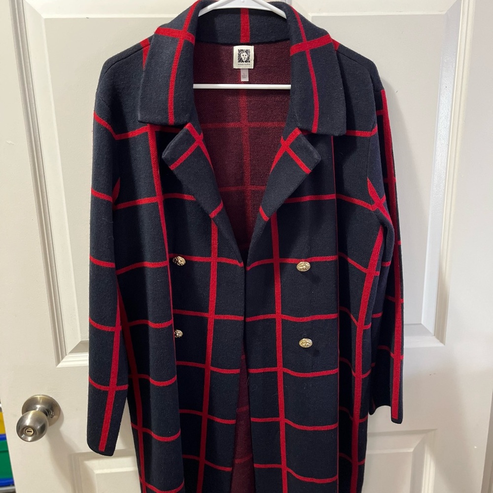Women's Black and Red Plaid Coat
